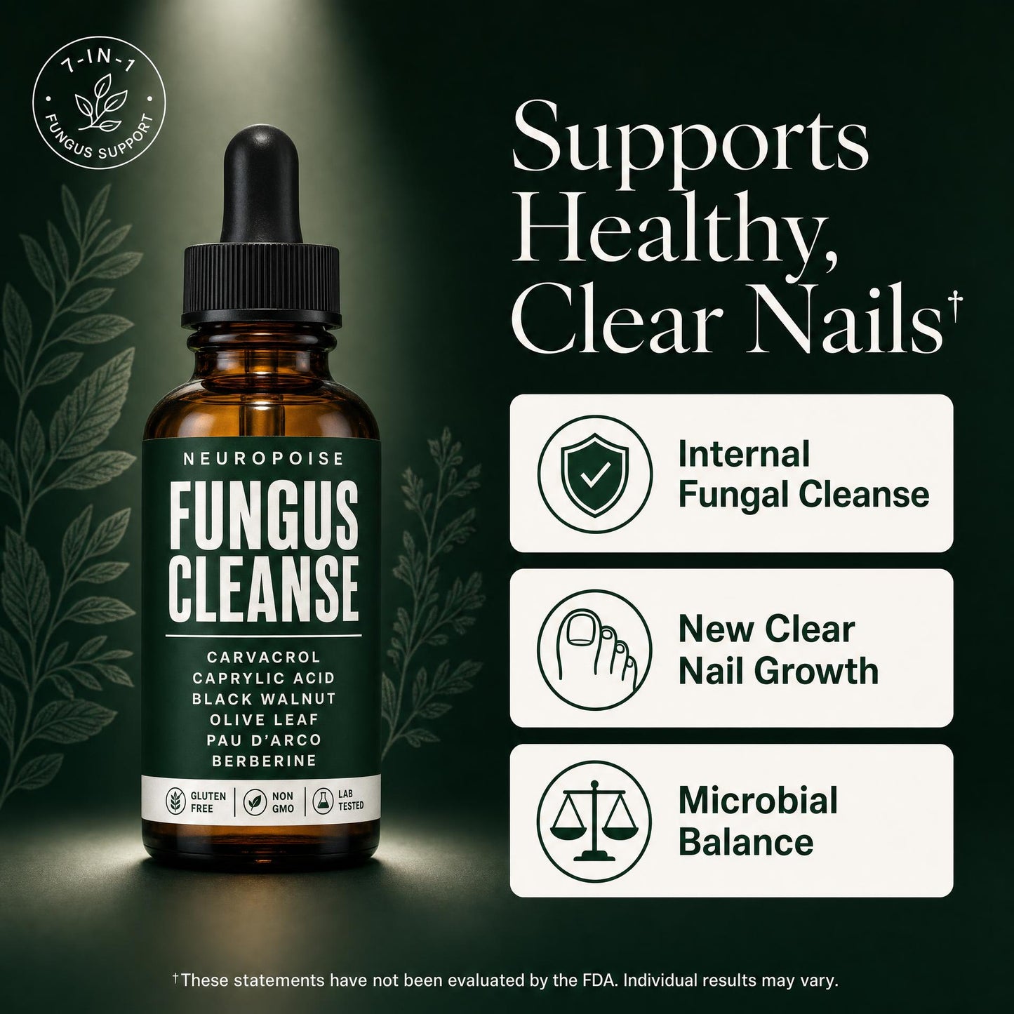 Neuropoise Fungus Cleanse — 7-in-1 internal nail fungus drops
