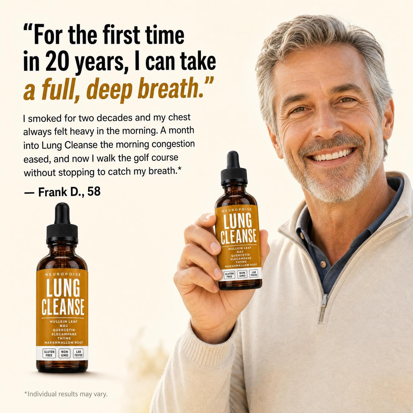 Customer testimonial for Neuropoise Lung Cleanse