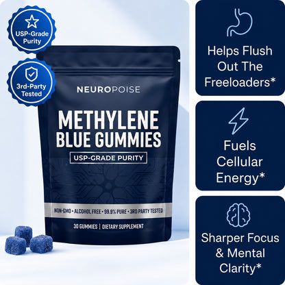 Neuropoise Methylene Blue Gummies pouch with benefit cards