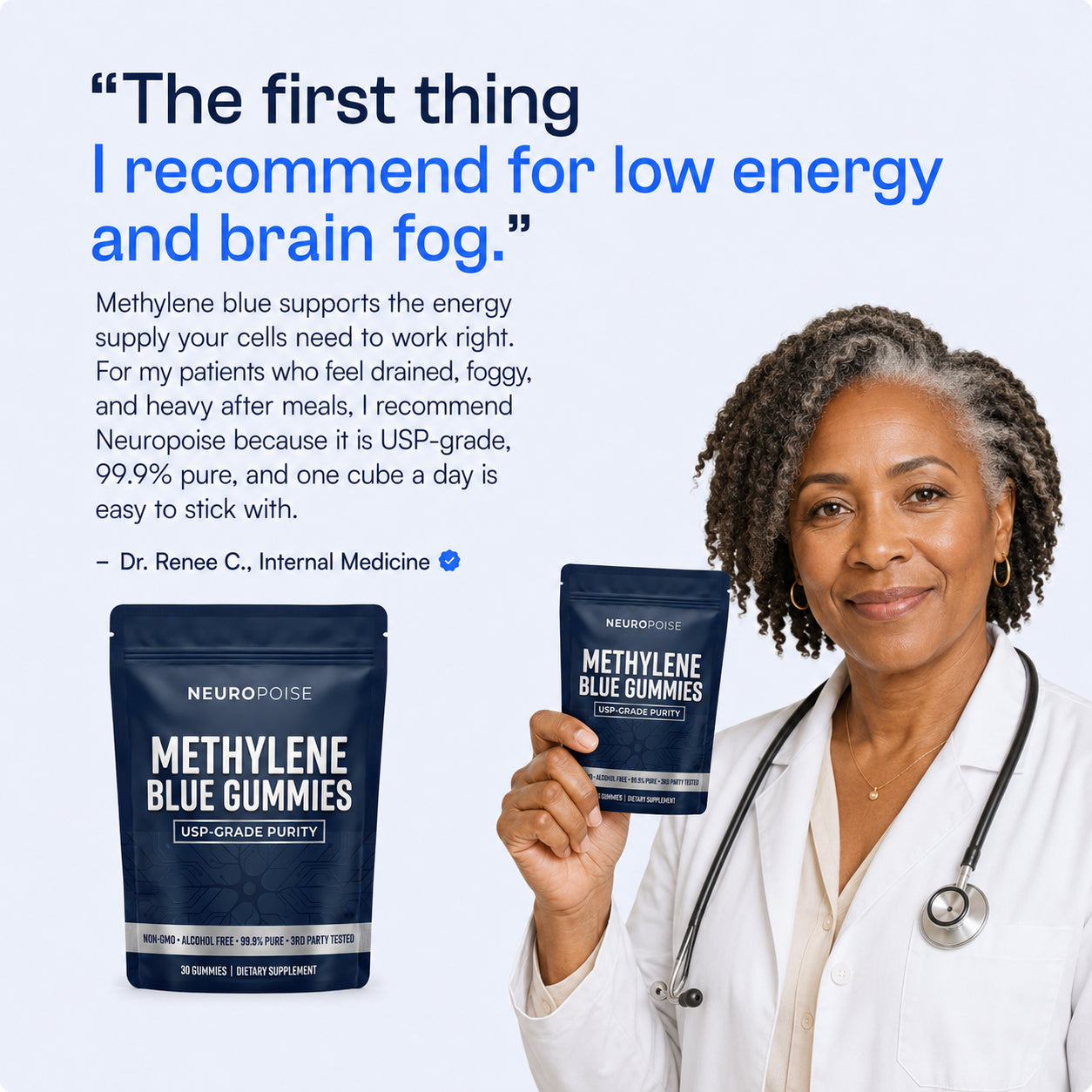 Doctor recommending Neuropoise Methylene Blue Gummies