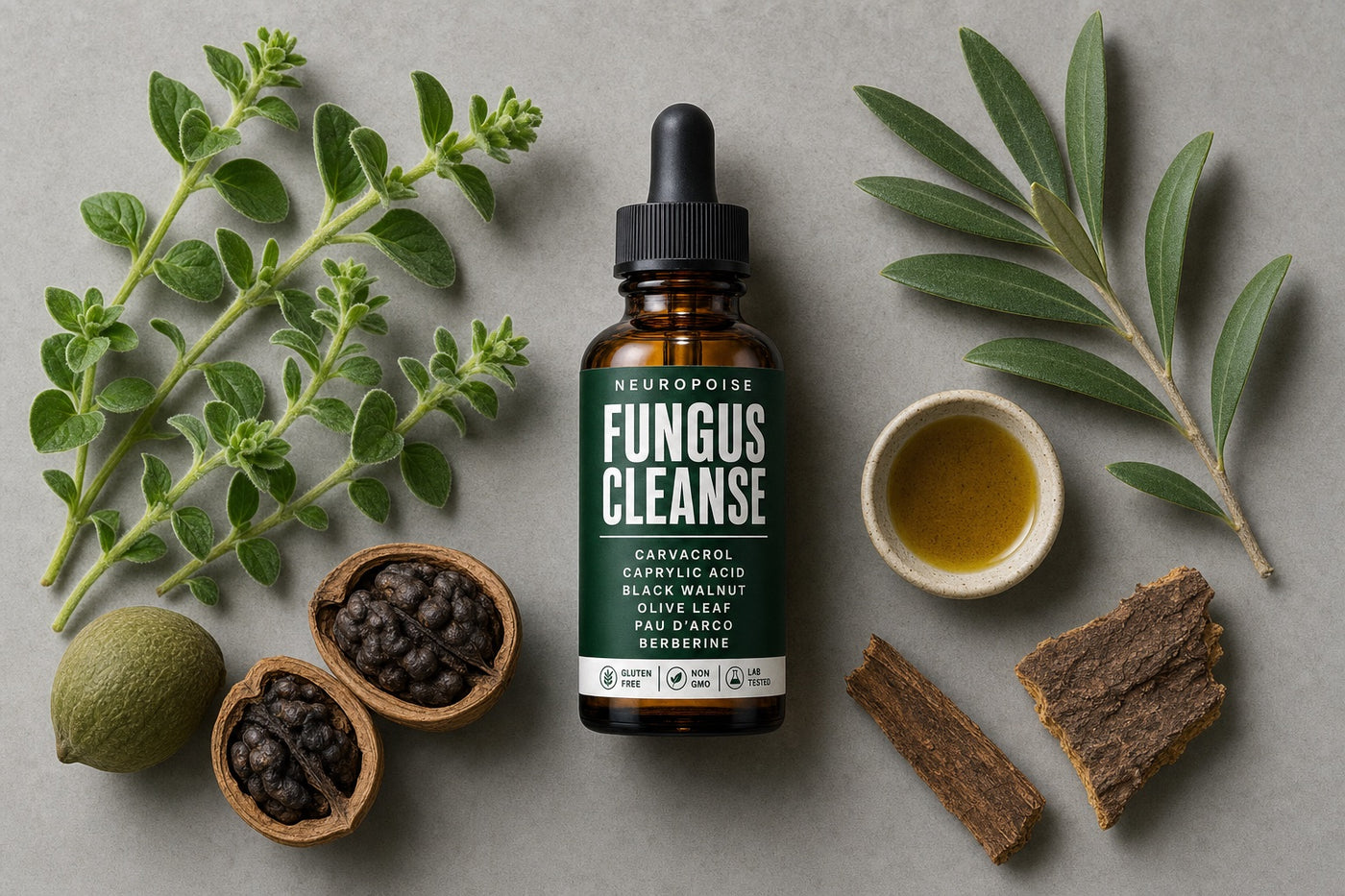 Neuropoise Fungus Cleanse with oregano, black walnut and olive leaf
